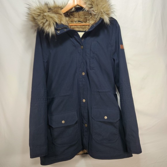 Hollister Jackets & Blazers - Hollister Womens Size XL Navy Blue Faux Fur Lined Hooded Parka Jacket NWOT